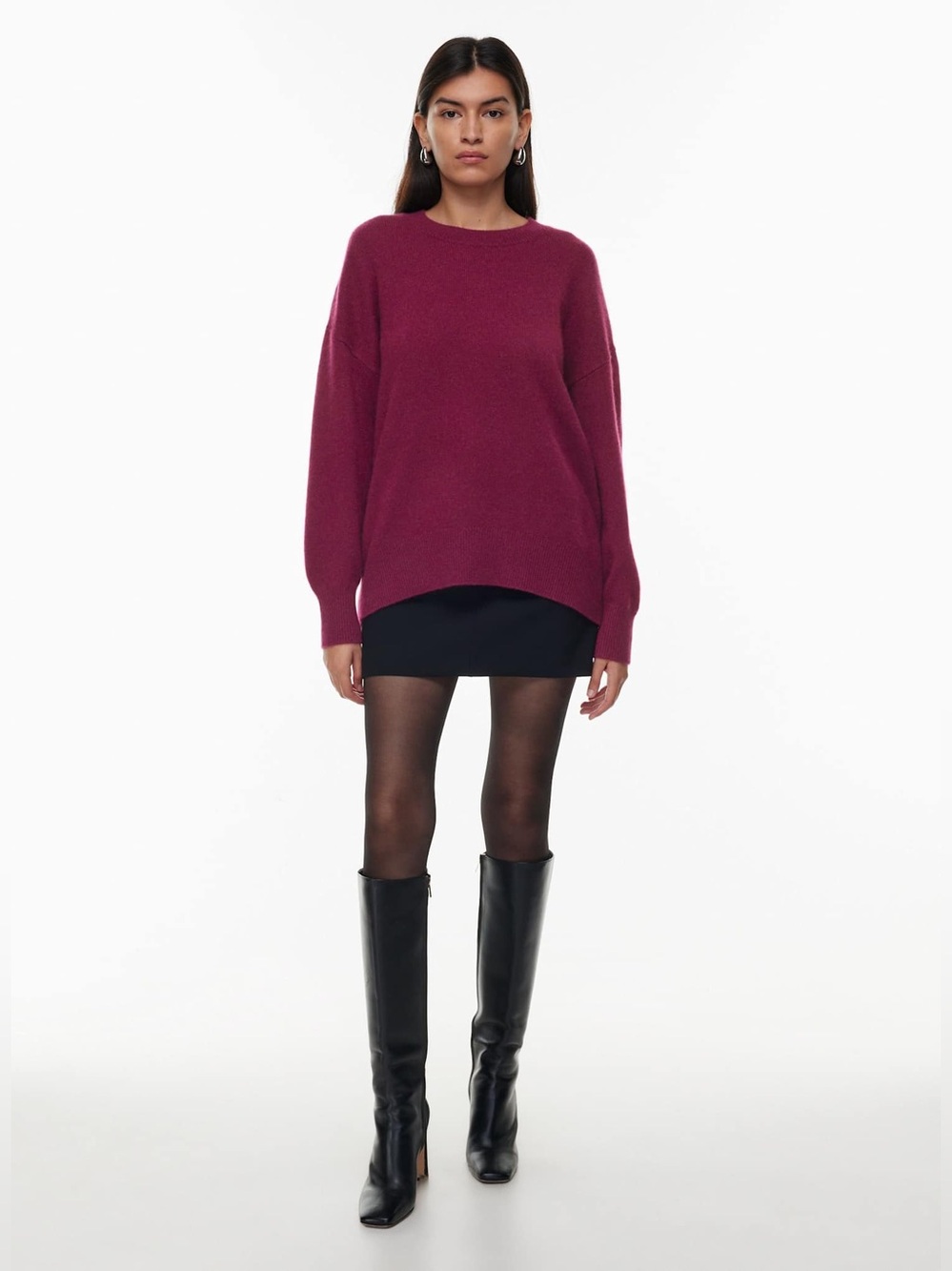 Aritzia Babaton Luxe Cashmere Toba Sweater Burgundy Oversized Size S